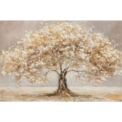 Πίνακας Καμβάς Δέντρο 16-26429 120x2x80cm Ecru-Gold Marhome