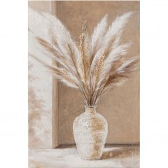 Πίνακας Καμβάς Βάζο Με Pampas 16-26431 80x2x120cm Multi-Beige Marhome