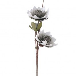 Artificial Flower-Branch Hibiscus 00-6152-2 105cm White-Grey Marhome WHITE-GREY
