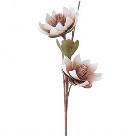 Artificial Flower-Branch Hibiscus 00-6152-4 105cm White-Brown Marhome WHITE-BROWN