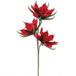 Artificial Flower-Branch Lilium 00-6146-3 81cm Red Marhome RED