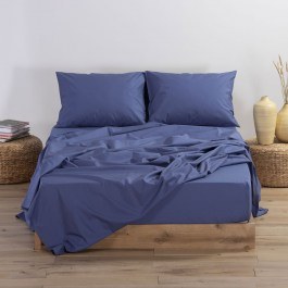 Bed Sheet Basic Fitted Indigo Nef-Nef Homeware INDIGO