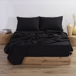 Bed Sheet Basic Fitted Black Nef-Nef Homeware BLACK