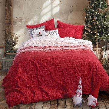 Σεντόνια Φανελένια Holly Jolly (Σετ 3τμχ) Red Nef-Nef Homeware