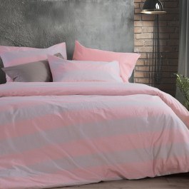 Bed Sheets Casual Stripe Fitted (Set 4pcs) Peach Nef-Nef Homeware PEACH