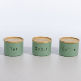 Δοχεία Αποθήκευσης Coffee-Tea-Sugar (Σετ 3τμχ) 12x12x8,8 Green Nef-Nef Homeware GREEN