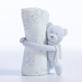 Κουβέρτα Βρεφική Teddy Με Αρκουδάκι Light Blue Nef-Nef Homeware LIGHT BLUE