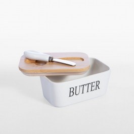 Brick Butter Container With Knife And Lid 16,1x9,6x7,5 White Nef-Nef Homeware WHITE