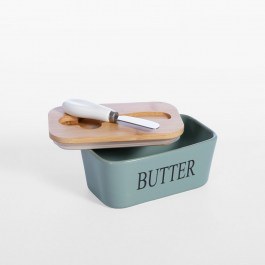 Brick Butter Container With Knife And Lid 16,1x9,6x7,5 Green Nef-Nef Homeware GREEN