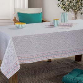 Tablecloth Ishmar Ecru-Aqua Nef-Nef Homeware ECRU-AQUA