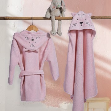 Μπουρνούζι Βρεφικό Cats Are Perfect Lotus Pink Nef-Nef Homeware