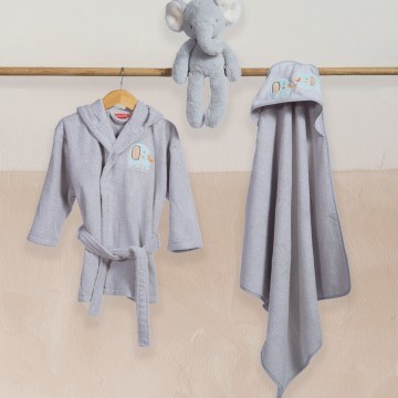 Μπουρνούζι Βρεφικό Elephants 26 Grey Nef-Nef Homeware