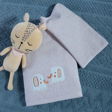 Πετσέτες Βρεφικές Elephants 26 (Σετ 2τμχ) Grey Nef-Nef Homeware