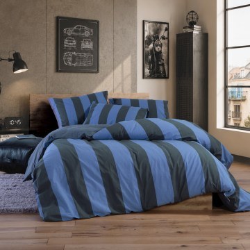 Σεντόνια Casual Vertia Με Λάστιχο (Σετ 3τμχ) Blue-Black Nef-Nef Homeware
