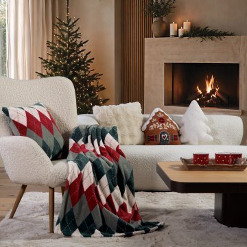 Κουβέρτα Καναπέ Χριστουγεννιάτικη Winter Rhombus Red-Green Nef-Nef Homeware