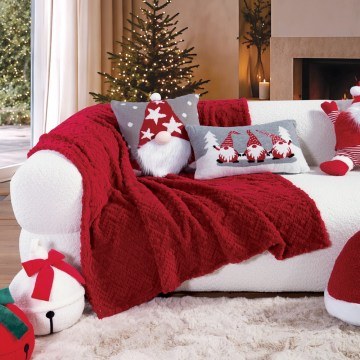 Κουβέρτα Καναπέ Χριστουγεννιάτικη Flake Bordo Nef-Nef Homeware