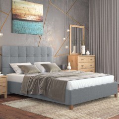 Bed Nο64 160x200x111cm Light Grey