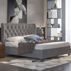 Bed Νο87 160x200x120cm Dark Grey