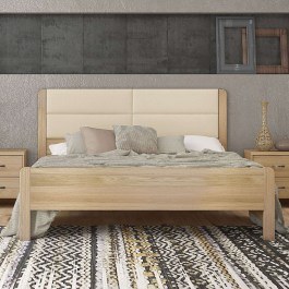 Bed Νo45Δ 150x200x100cm Latte-Beige LATTE-BEIGE