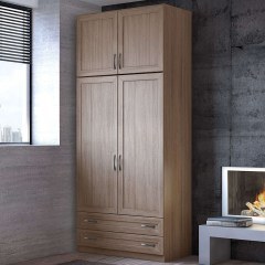 Two Door Wardrobe With Loft 102x60x233cm Moca