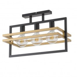 Φωτιστικό Οροφής-Πλαφονιέρα Merci 3 32404 26x52x34cm 3xE27 60W Black-Gold Sigma Lighting BLACK-GOLD