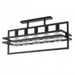 Φωτιστικό Οροφής-Πλαφονιέρα Merci 5 32408 26x76x34cm 5xE27 60W Black Sigma Lighting BLACK