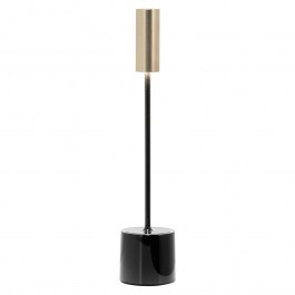Rechargeable Table Lamp Carolina LD1460DO Φ6x28,6cm 2W Led 2200/2700/3000K 161/194/182Lm Glossy Black-Brushed Brass Zafferano BLACK-BRASS