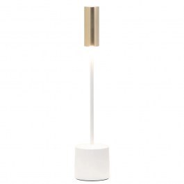 Rechargeable Table Lamp Carolina LD1460BO Φ6x28,6cm 2W Led 2200/2700/3000K 161/194/182Lm Glossy White-Brushed Brass Zafferano WHITE-BRASS
