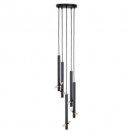 Φωτιστικό Οροφής Κρεμαστό Sopel Ring 5 41230 5xG9 3W 26x26x130cm Black-Brushed Gold Sigma Lighting BLACK-GOLD