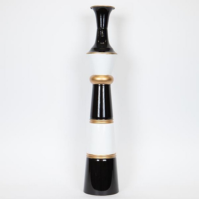 Βάζο Επιδαπέδιο Μεταλλικό 752-22014 17x17x86.5cm Gold-Black-White Estheti Home