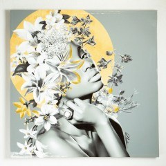 Painting On Canvas Woman With Flowers 755-12017 100x100x3.5cm Grey-White Estheti Home
