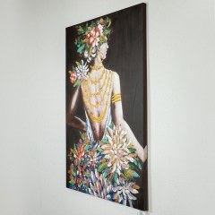 Painting On Canvas Woman Dressed With Flowers 755-12019 80x120x3.5cm Multi Estheti Home