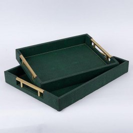 Decorative Trays 752-16105 (Set 2pcs) 40x30x4.5, 34x24x5.5cm Dark Green Estheti Home DARK GREEN