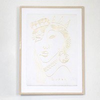 Κάδρο Με Γύψο Πρόσωπο 755-12163 45x60x2,2cm White-Gold Estheti Home