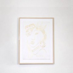 Κάδρο Με Γύψο Πρόσωπο 755-12163 45x60x2,2cm White-Gold Estheti Home