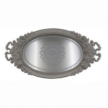 Decorative Disc With Mirror 752-16069 44,2x4,2x24cm Antique Silver Estheti Home