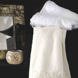 Πετσέτες Σετ με Δαντέλα Olivine White Ρυθμός 3τμχ WHITE