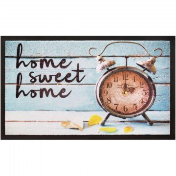 Entrance Mat Image 057 Home Sweet Home Clock 45X75cm Ciel-Beige Sdim