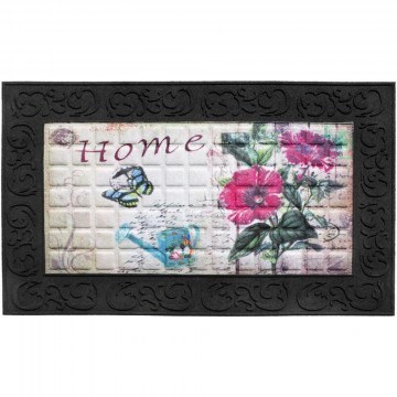 Πατάκι Εισόδου Venga 002 Home Flowers 45X75cm Black-Multi Sdim
