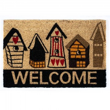 Entrance Mat Ruco Print 735 Welcome Birdhouses 40X60cm Ecru Sdim