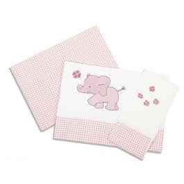 Baby Bed Sheets Set Baby Elephant 17 Dim WHITE-PINK