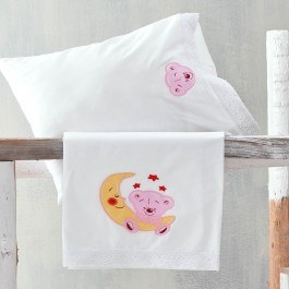 Σεντόνια Βρεφικά Σετ 3τμχ Με Κέντημα Arturo Pink Ρυθμός PINK