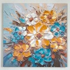 Canvas Painting Flowers 755-12124 80x2,5x80cm Multi Estheti Home