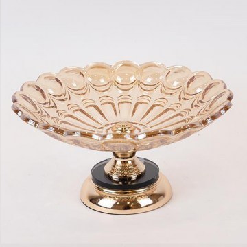 Decorative Platter With Foot 754-11020 30x18cm Gold Estheti Home