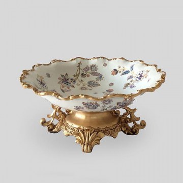 Porcelain Fountain With Foot 819-00158 31x31x15cm White-Gold Estheti Home