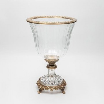 Footed Glass Fondant Bowl 819-00417 D19x27cm Antique Gold-Clear Estheti Home