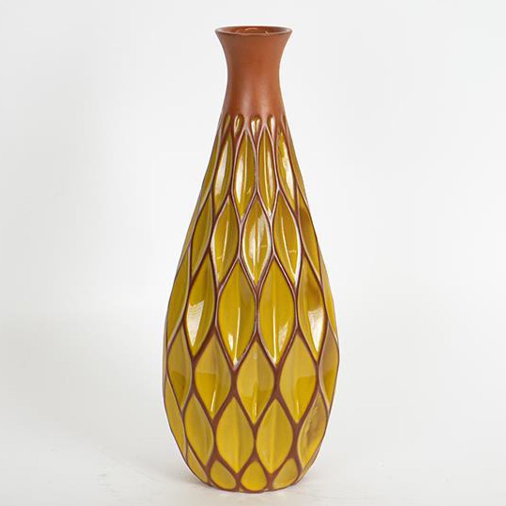 Βάζο Κεραμικό 752-20225 Φ14,5x37cm Terracota-Yellow Estheti Home