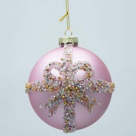 Christmas Balls Bow (Set 4Pcs) 600-47481 10cm Pink PINK