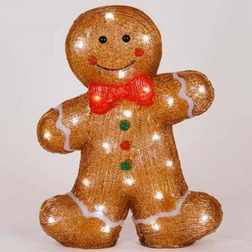 Christmas Decorative Illuminated Figure Gingerbread 600-47214 28x8x37cm Brown
