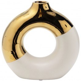 Ceramic Vase 819-01868 20,5x7,5x20,5cm White-Gold Estheti Home WHITE-GOLD